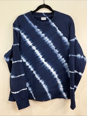 Tory Burch Sport Navy Tie-Dye Crewneck Sweatshirt Size Medium